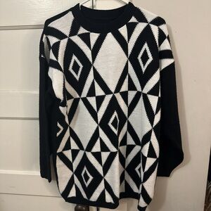 Geometric Black and White Sweater